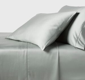 King Threshold Satin 4-Piece Sheet Set Cooling Soft TENCEL Lyocell Gray Chalk